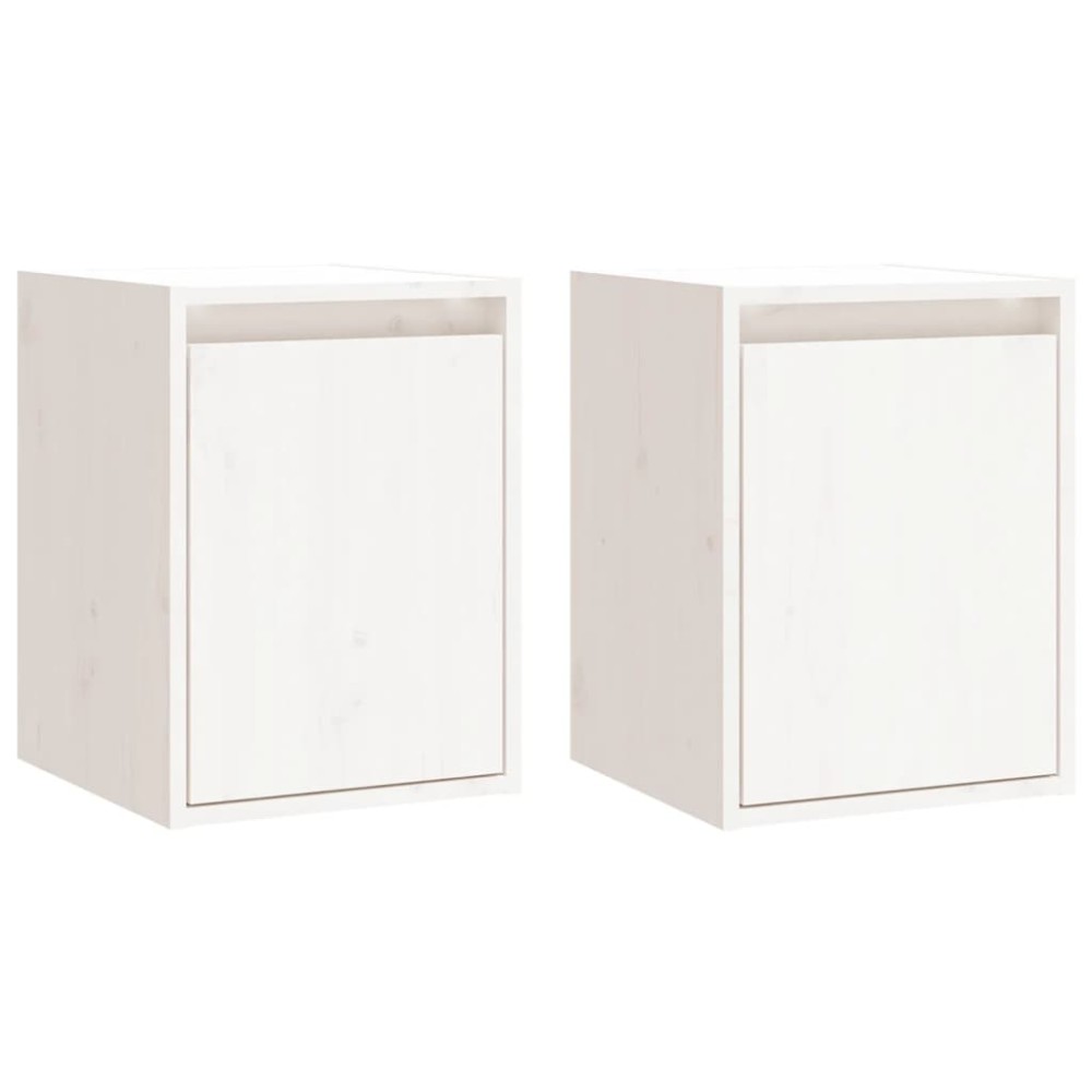 vidaXL Dulapuri de perete 2 buc. alb, 30x30x40 cm, lemn masiv de pin