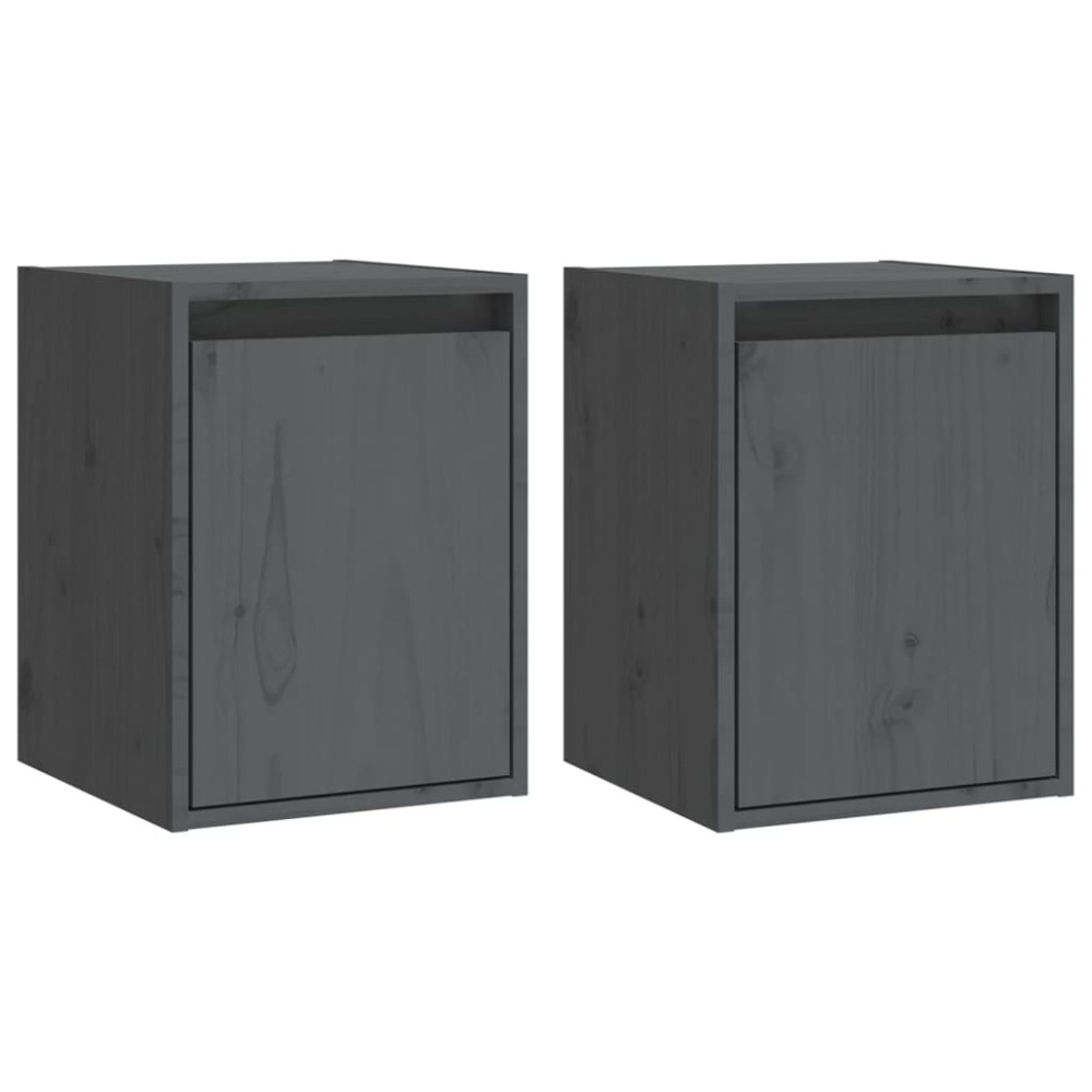 vidaXL Dulapuri de perete 2 buc. gri, 30x30x40 cm, lemn masiv de pin