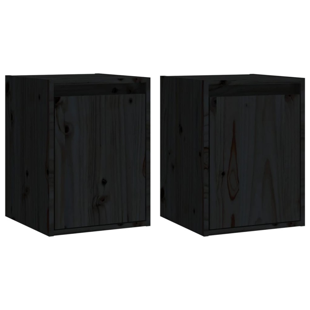 vidaXL Dulapuri de perete 2 buc.negru, 30x30x40 cm, lemn masiv de pin
