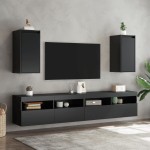 vidaXL Dulapuri de perete, 2 buc., negru, 30x30x60 cm, lemn masiv pin