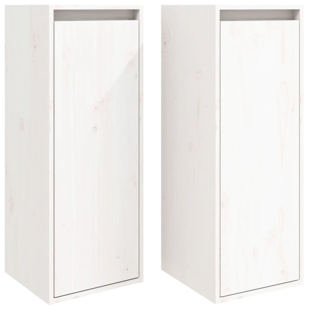 vidaXL Dulapuri de perete, 2 buc., alb, 30x30x80 cm, lemn masiv de pin