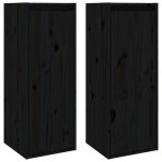 vidaXL Dulapuri de perete 2 buc. negru 30x30x80 cm lemn masiv de pin