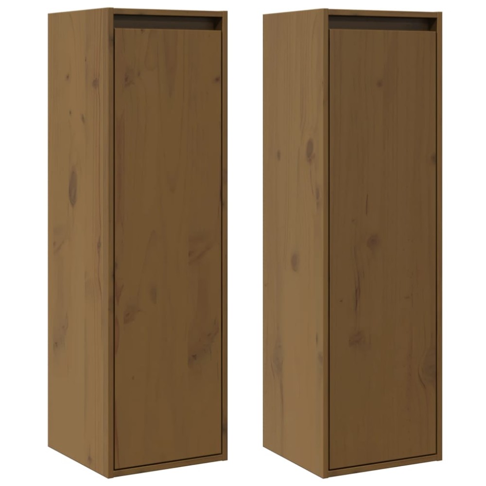 vidaXL Dulapuri perete 2 buc. maro miere 30x30x100cm lemn masiv de pin