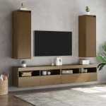 vidaXL Dulapuri perete 2 buc. maro miere 30x30x100cm lemn masiv de pin