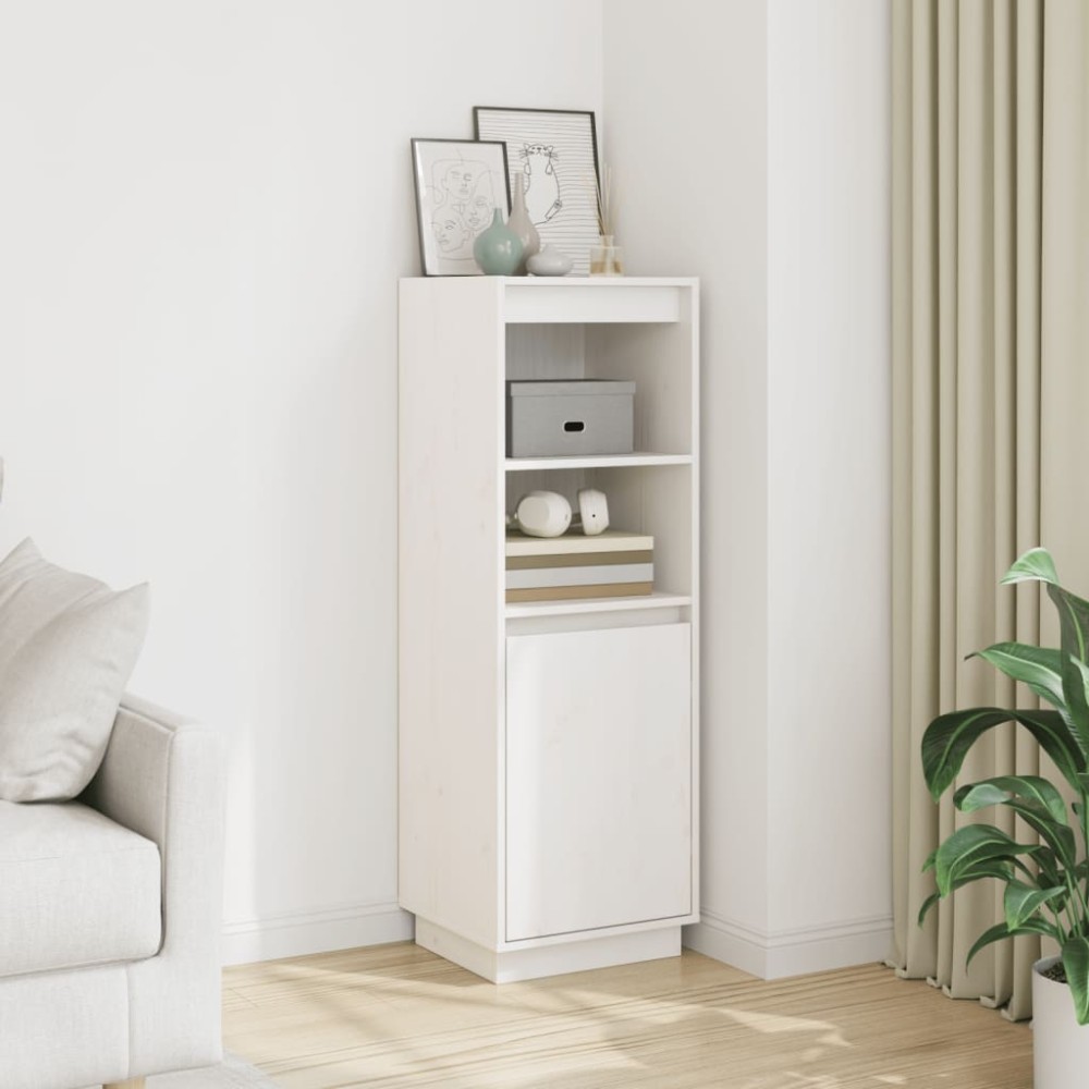 vidaXL Dulap înalt, alb, 37x34x110 cm, lemn masiv de pin
