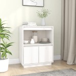 vidaXL Servantă albă 60x34x75 cm din lemn masiv de pin