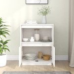 vidaXL Servantă albă 60x34x75 cm din lemn masiv de pin