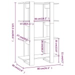 vidaXL Dulap de cărți/Separator de cameră gri sonoma 80x30x123,5 cm vidaXL Dulap de cărți/Separator de cameră gri sonoma 80x30x123,5 cm