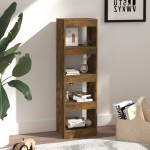 vidaXL Bibliotecă/Separator de cameră, stejar afumat, 40x30x135 cm vidaXL Bibliotecă/Separator de cameră, stejar afumat, 40x30x135 cm