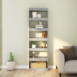 vidaXL Bibliotecă/Separator cameră, gri sonoma, 60x30x198 cm vidaXL Bibliotecă/Separator cameră, gri sonoma, 60x30x198 cm