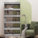 vidaXL Bibliotecă/Separator cameră, gri sonoma, 80x30x166 cm, PAL vidaXL Bibliotecă/Separator cameră, gri sonoma, 80x30x166 cm, PAL