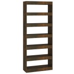 vidaXL Bibliotecă/Separator cameră, stejar afumat, 80x30x198 cm, PAL vidaXL Bibliotecă/Separator cameră, stejar afumat, 80x30x198 cm, PAL