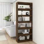 vidaXL Bibliotecă/Separator cameră, stejar afumat, 80x30x198 cm, PAL vidaXL Bibliotecă/Separator cameră, stejar afumat, 80x30x198 cm, PAL