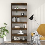 vidaXL Bibliotecă/Separator cameră, stejar afumat, 80x30x198 cm, PAL vidaXL Bibliotecă/Separator cameră, stejar afumat, 80x30x198 cm, PAL