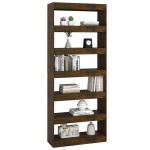 vidaXL Bibliotecă/Separator cameră, stejar afumat, 80x30x198 cm, PAL vidaXL Bibliotecă/Separator cameră, stejar afumat, 80x30x198 cm, PAL