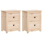 vidaXL Noptiere, 2 buc., 50x35x61,5 cm, lemn masiv de pin vidaXL Noptiere, 2 buc., 50x35x61,5 cm, lemn masiv de pin