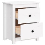 vidaXL Noptieră, alb, 50x35x61,5 cm, lemn masiv de pin