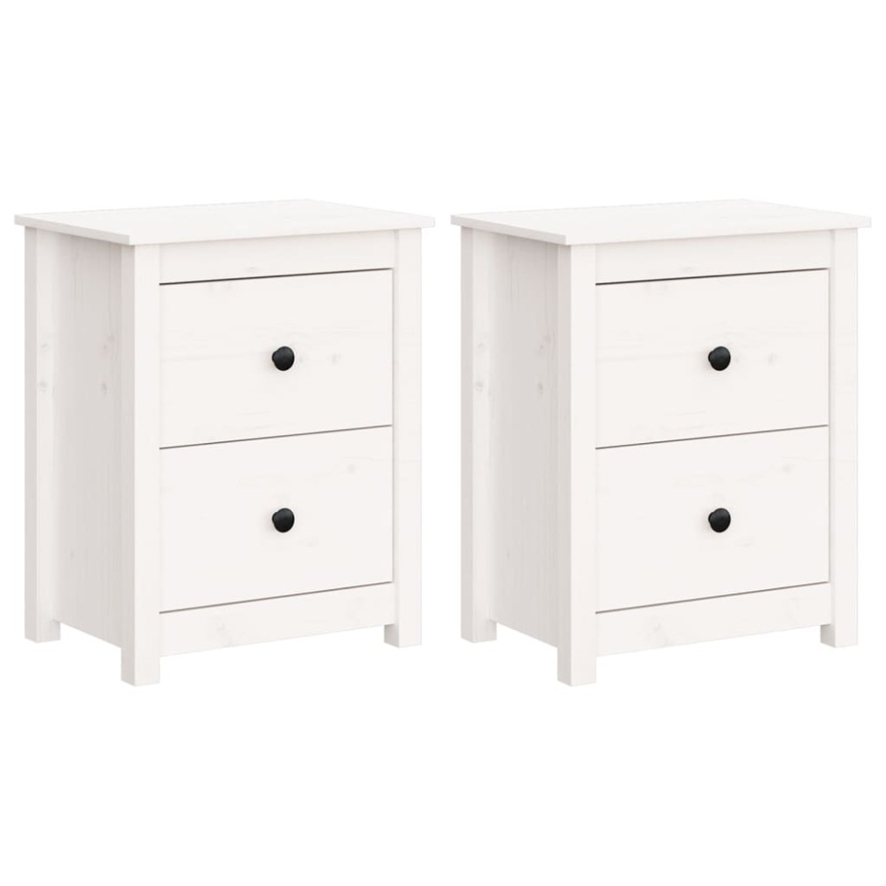 vidaXL Noptiere, 2 buc., alb, 50x35x61,5 cm, lemn masiv de pin