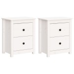 vidaXL Noptiere, 2 buc., alb, 50x35x61,5 cm, lemn masiv de pin