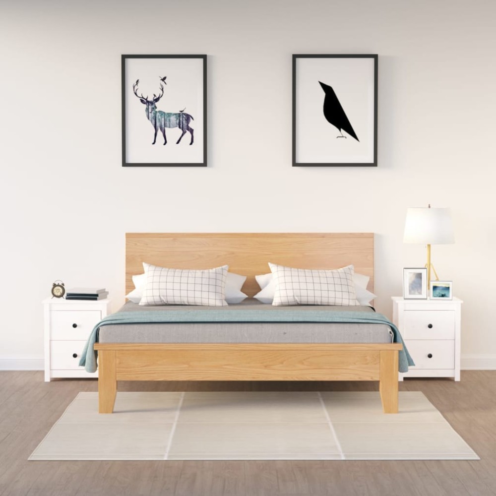 vidaXL Noptiere, 2 buc., alb, 50x35x61,5 cm, lemn masiv de pin