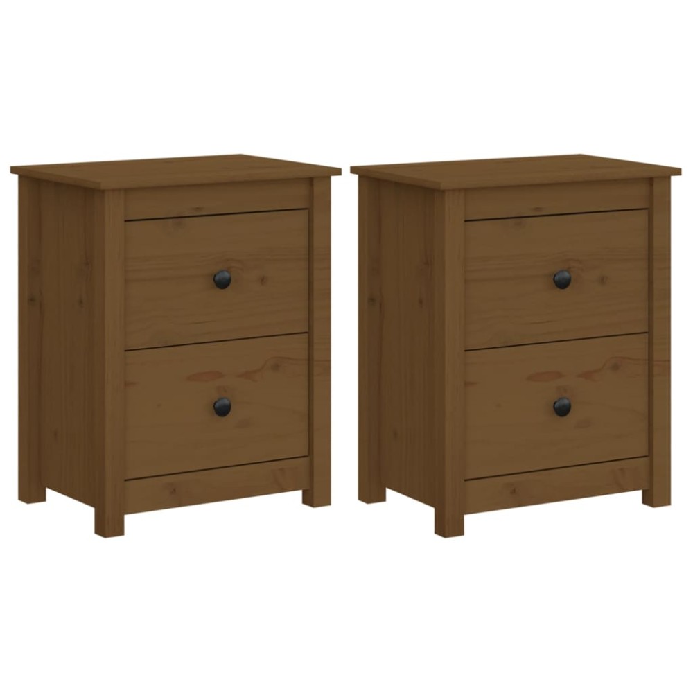 vidaXL Noptiere, 2 buc, maro miere, 50x35x61,5 cm, lemn masiv de pin