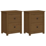 vidaXL Noptiere, 2 buc, maro miere, 50x35x61,5 cm, lemn masiv de pin