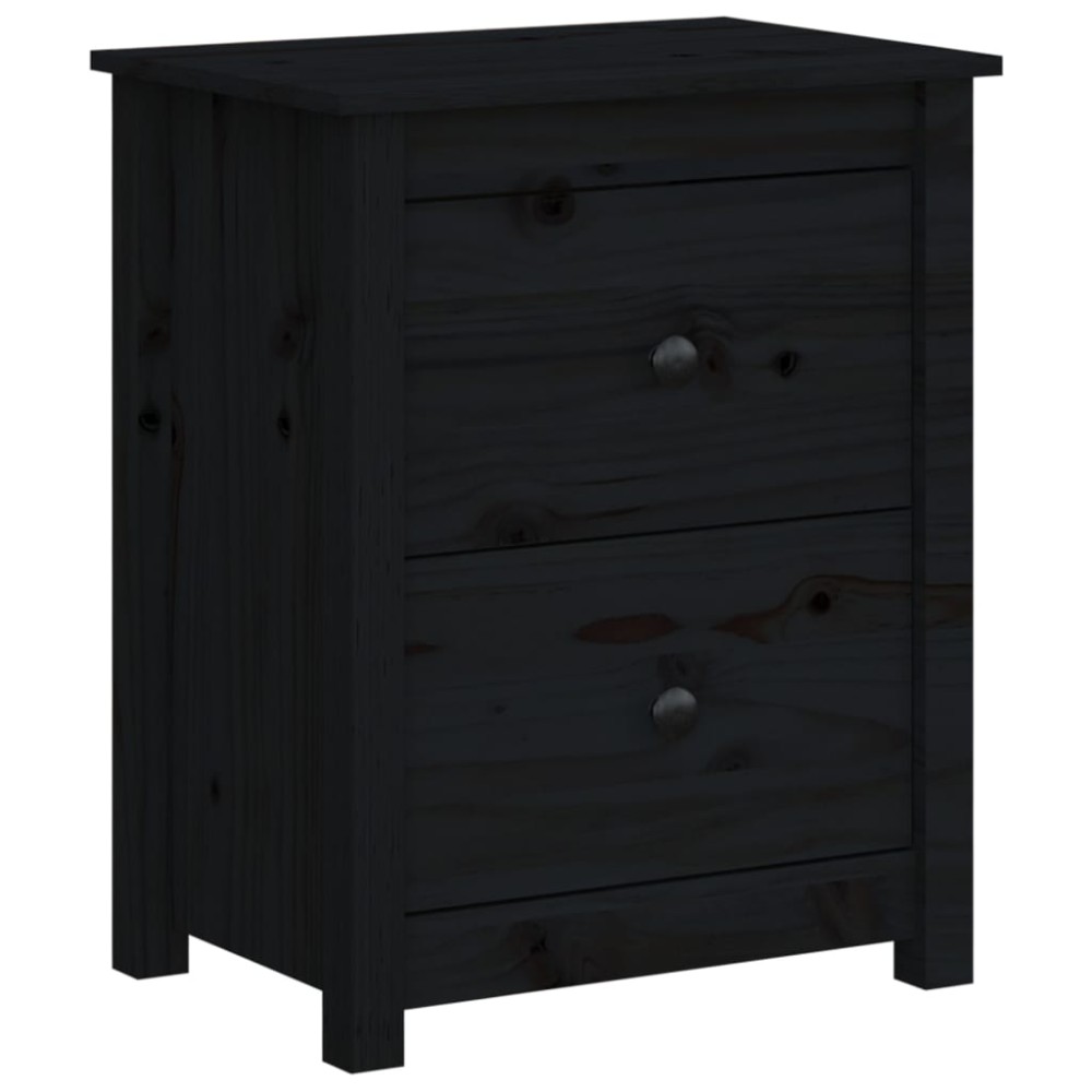 vidaXL Dulap noptieră, negru, 50x35x61,5 cm, lemn masiv de pin