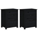 vidaXL Noptiere, 2 buc., negru, 50x35x61,5 cm, lemn masiv de pin vidaXL Noptiere, 2 buc., negru, 50x35x61,5 cm, lemn masiv de pin