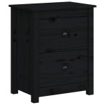 vidaXL Noptiere, 2 buc., negru, 50x35x61,5 cm, lemn masiv de pin vidaXL Noptiere, 2 buc., negru, 50x35x61,5 cm, lemn masiv de pin