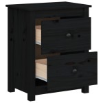 vidaXL Noptiere, 2 buc., negru, 50x35x61,5 cm, lemn masiv de pin vidaXL Noptiere, 2 buc., negru, 50x35x61,5 cm, lemn masiv de pin