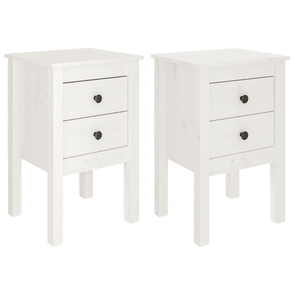 vidaXL Noptiere, 2 buc., alb, 40x35x61,5 cm, lemn masiv de pin
