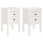 vidaXL Noptiere, 2 buc., alb, 40x35x61,5 cm, lemn masiv de pin