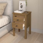 vidaXL Noptiere, 2 buc, maro miere, 40x35x61,5 cm, lemn masiv de pin