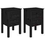 vidaXL Noptiere, 2 buc., negru, 40x35x61,5 cm, lemn masiv de pin vidaXL Noptiere, 2 buc., negru, 40x35x61,5 cm, lemn masiv de pin