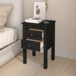 vidaXL Noptiere, 2 buc., negru, 40x35x61,5 cm, lemn masiv de pin vidaXL Noptiere, 2 buc., negru, 40x35x61,5 cm, lemn masiv de pin