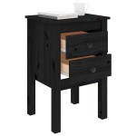 vidaXL Noptiere, 2 buc., negru, 40x35x61,5 cm, lemn masiv de pin vidaXL Noptiere, 2 buc., negru, 40x35x61,5 cm, lemn masiv de pin