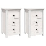 vidaXL Noptiere, 2 buc., alb, 40x35x61,5 cm, lemn masiv de pin