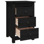 vidaXL Noptiere, 2 buc., negru, 40x35x61,5 cm, lemn masiv de pin vidaXL Noptiere, 2 buc., negru, 40x35x61,5 cm, lemn masiv de pin