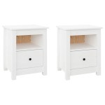 vidaXL Noptiere, 2 buc., alb, 40x35x49 cm, lemn masiv de pin