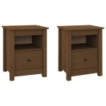 vidaXL Noptiere, 2 buc, maro miere, 40x35x49 cm, lemn masiv de pin