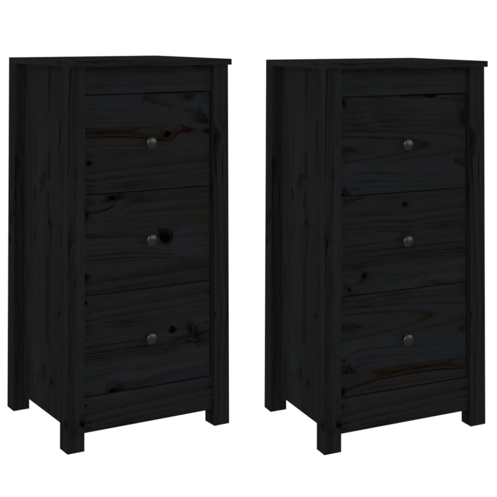 vidaXL Servante, 2 buc., negru, 40x35x80 cm, lemn masiv de pin