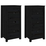 vidaXL Servante, 2 buc., negru, 40x35x80 cm, lemn masiv de pin