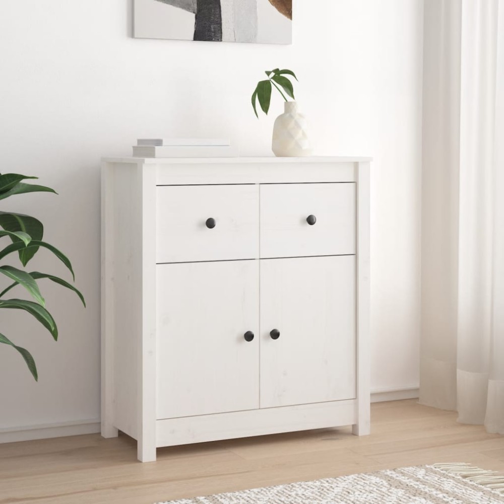 vidaXL Servantă, alb, 70x35x80 cm, lemn masiv de pin