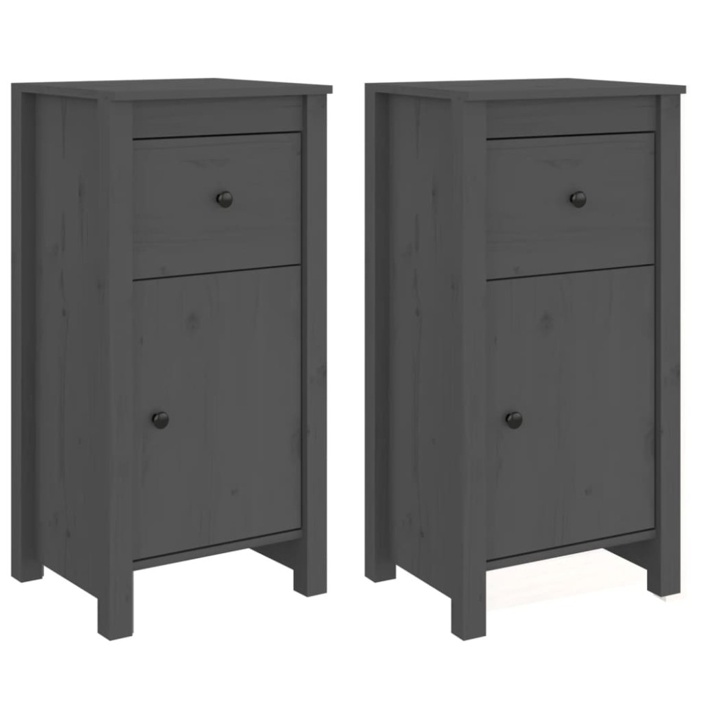 vidaXL Servante, 2 buc., gri, 40x35x80 cm, lemn masiv de pin