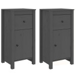 vidaXL Servante, 2 buc., gri, 40x35x80 cm, lemn masiv de pin vidaXL Servante, 2 buc., gri, 40x35x80 cm, lemn masiv de pin