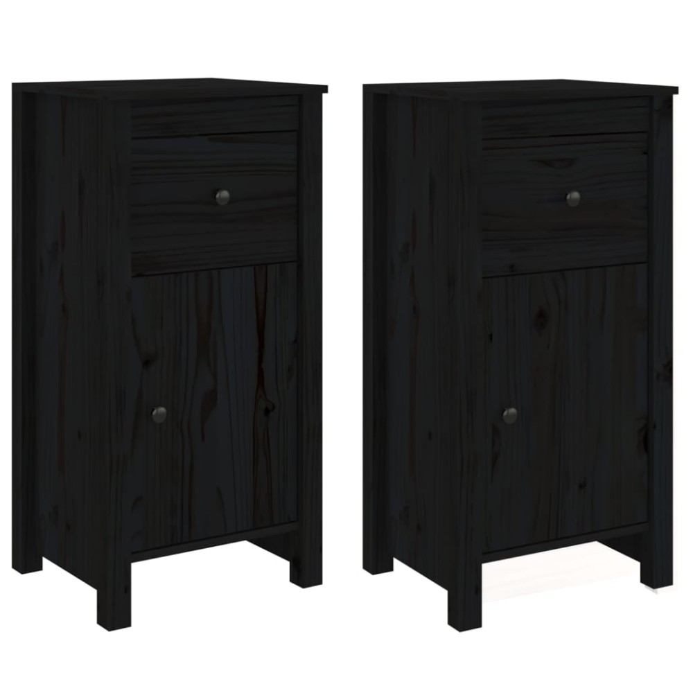 vidaXL Servante, 2 buc., negru, 40x35x80 cm, lemn masiv de pin