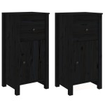 vidaXL Servante, 2 buc., negru, 40x35x80 cm, lemn masiv de pin vidaXL Servante, 2 buc., negru, 40x35x80 cm, lemn masiv de pin