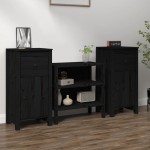vidaXL Servante, 2 buc., negru, 40x35x80 cm, lemn masiv de pin vidaXL Servante, 2 buc., negru, 40x35x80 cm, lemn masiv de pin