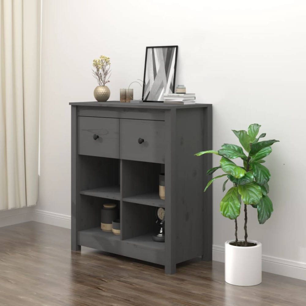 vidaXL Servantă, gri, 70x35x80 cm, lemn masiv de pin
