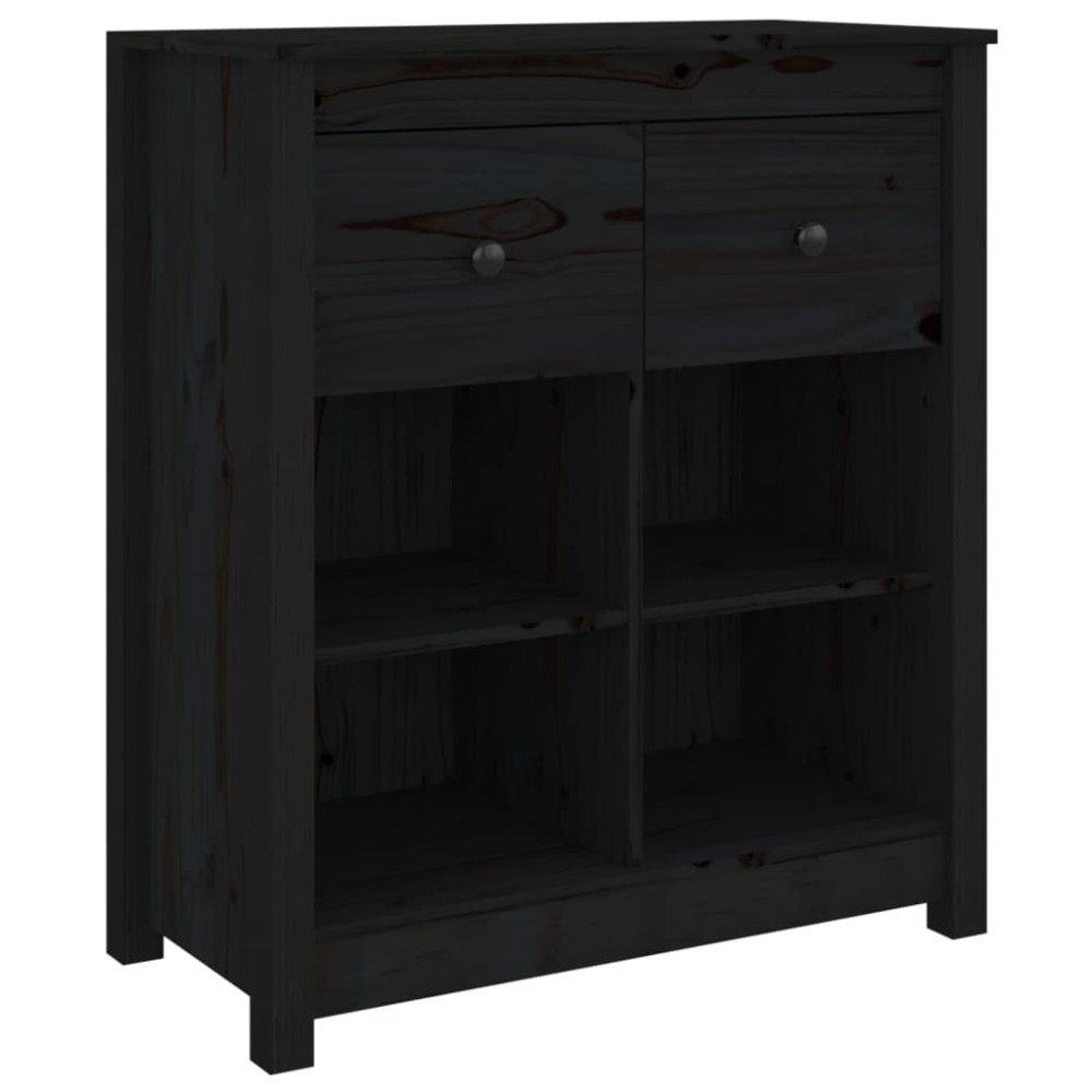 vidaXL Servantă, negru, 70x35x80 cm, lemn masiv de pin